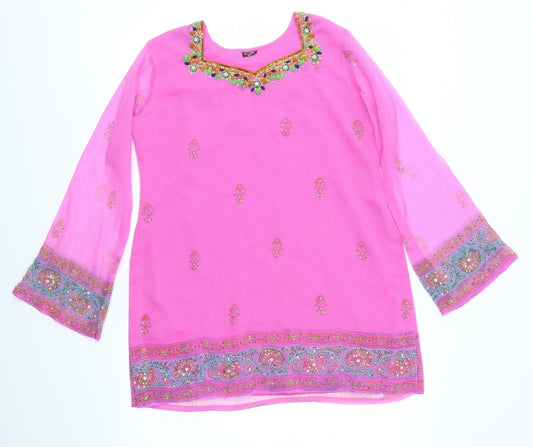 Womens UK Size S Preworn Multicoloured Basic Blouse