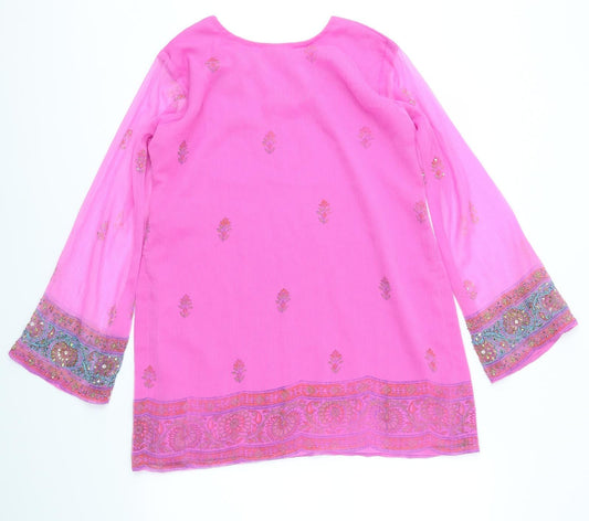 Womens UK Size S Preworn Multicoloured Basic Blouse