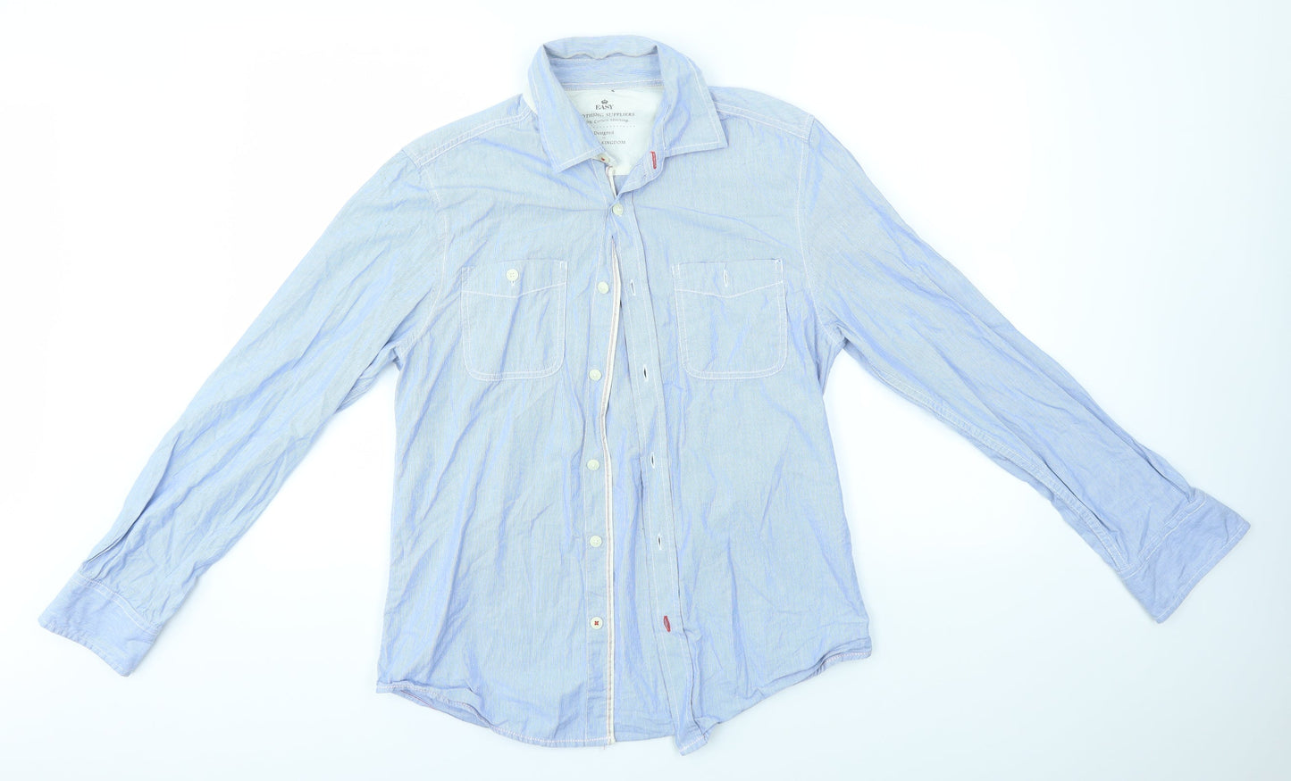 Mens UK Collar Size S EASY 1973 Smart Blue  Dress Shirt