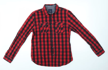 Mens UK Size M CACTUS MAN Red  Button-Up Long Sleeve Casual Shirt