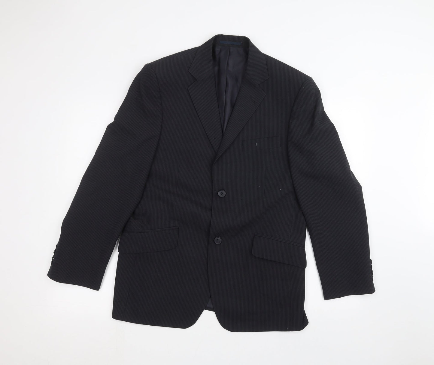 George Mens Black Striped  Jacket Suit Jacket Size 38