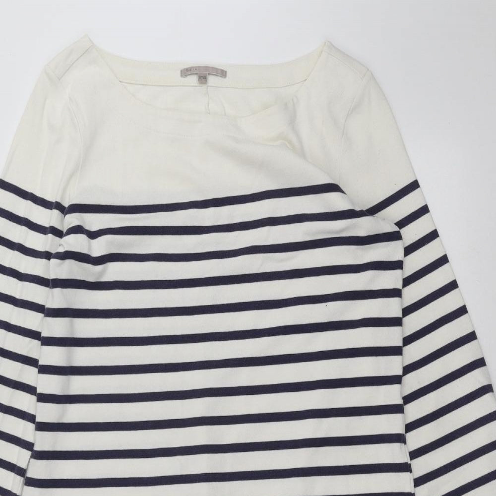 Gap Womens White Striped  Pullover Jumper Size M