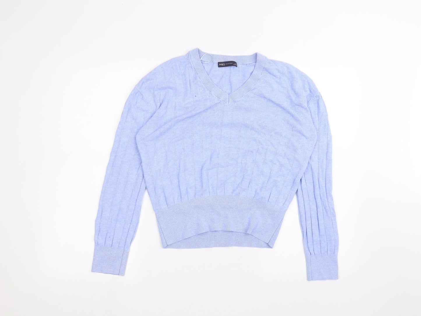 Womens UK Size S Marks and Spencer Blue Basic T-Shirt