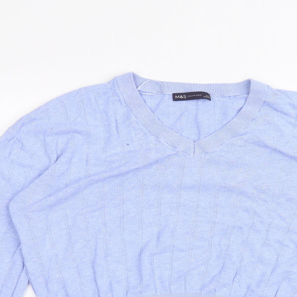 Womens UK Size S Marks and Spencer Blue Basic T-Shirt