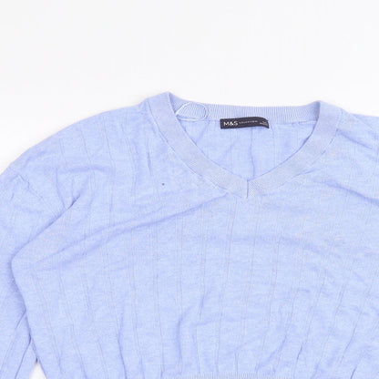 Womens UK Size S Marks and Spencer Blue Basic T-Shirt