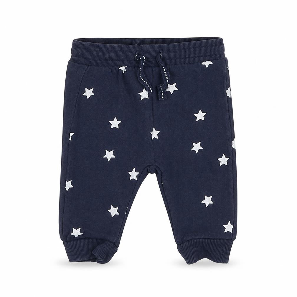 Front view of H&M Baby Blue Jogger Leggings, size 3-6, Months - Stars