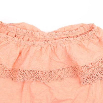 George Womens Pink   Basic Blouse Size 12  - Peach Lace detail