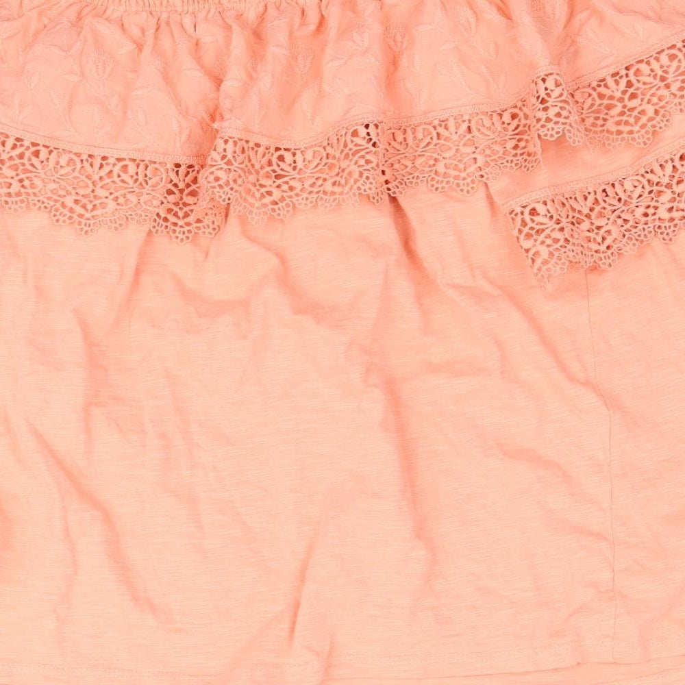 George Womens Pink   Basic Blouse Size 12  - Peach Lace detail