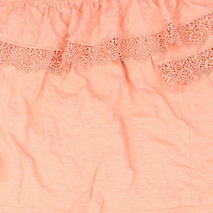George Womens Pink   Basic Blouse Size 12  - Peach Lace detail