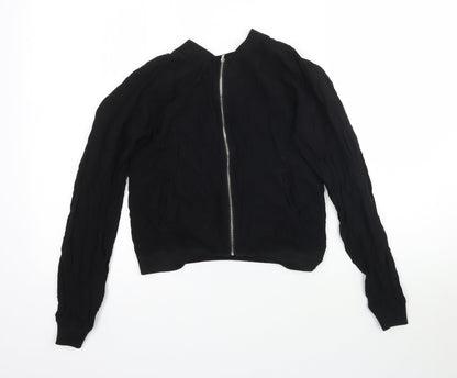 Select Womens Black   Full Zip Sweatshirt Size 6  - Bomber Jacket