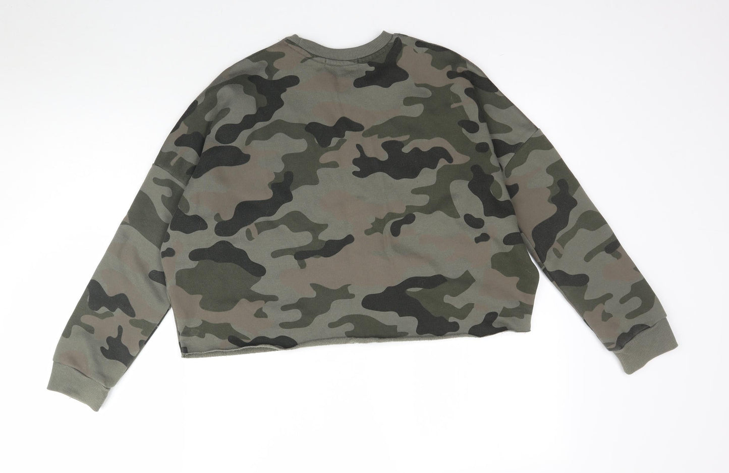 Primark Womens Green Camouflage  Pullover Sweatshirt Size 2XS  - Cropped