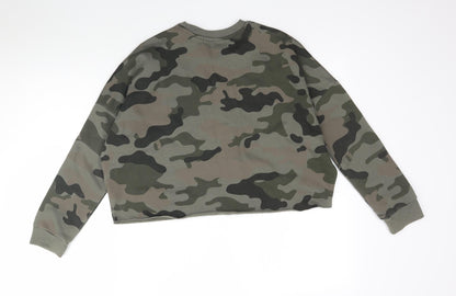 Primark Womens Green Camouflage  Pullover Sweatshirt Size 2XS  - Cropped
