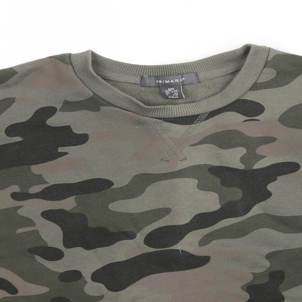 Primark Womens Green Camouflage  Pullover Sweatshirt Size 2XS  - Cropped