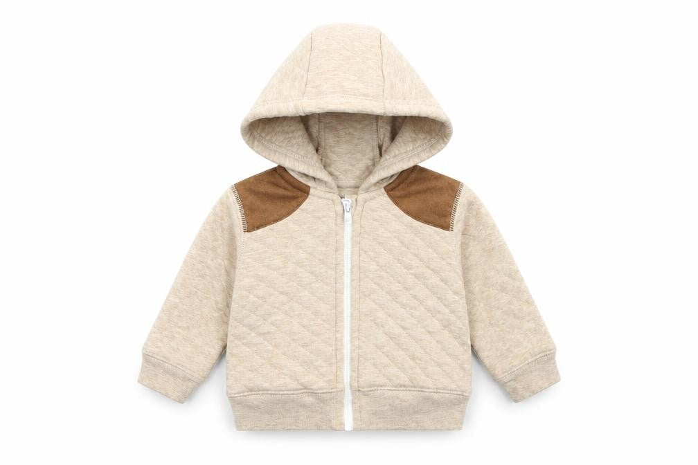 Front view of George Baby Beige Full Zip Jumper One Size - Hoodie