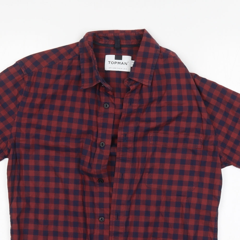 Top Man Mens Multicoloured Plaid   Button-Up Size S