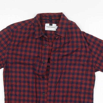 Top Man Mens Multicoloured Plaid   Button-Up Size S