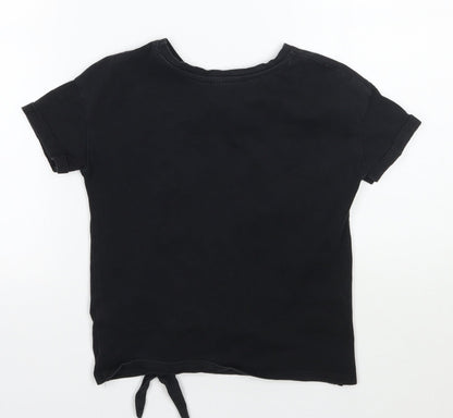 TU Girls Black   Cropped T-Shirt Size 7 Years