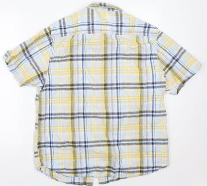 Easy Mens Yellow Check   Button-Up Size XL