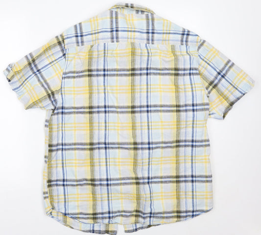 Easy Mens Yellow Check   Button-Up Size XL