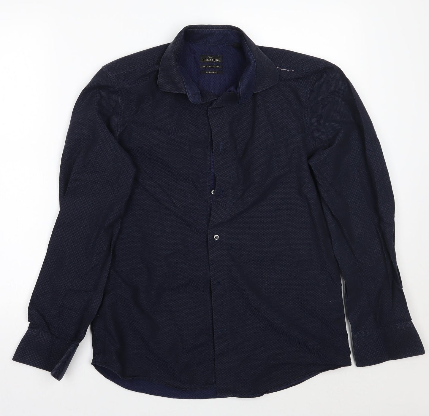 Mens UK Size 15.5 NEXT Blue  Button-Up Long Sleeve Casual Shirt