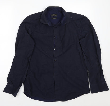 Mens UK Size 15.5 NEXT Blue  Button-Up Long Sleeve Casual Shirt