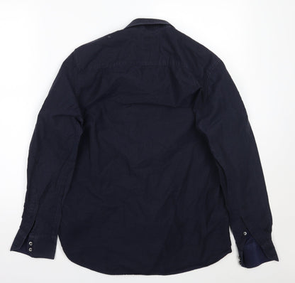 Mens UK Size 15.5 NEXT Blue  Button-Up Long Sleeve Casual Shirt