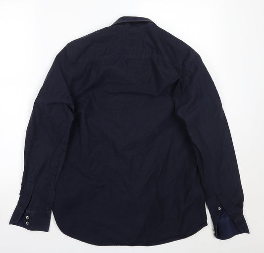 Mens UK Size 15.5 NEXT Blue  Button-Up Long Sleeve Casual Shirt