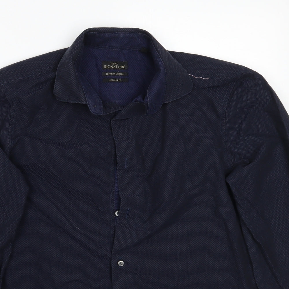 Mens UK Size 15.5 NEXT Blue  Button-Up Long Sleeve Casual Shirt