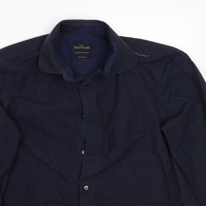 Mens UK Size 15.5 NEXT Blue  Button-Up Long Sleeve Casual Shirt