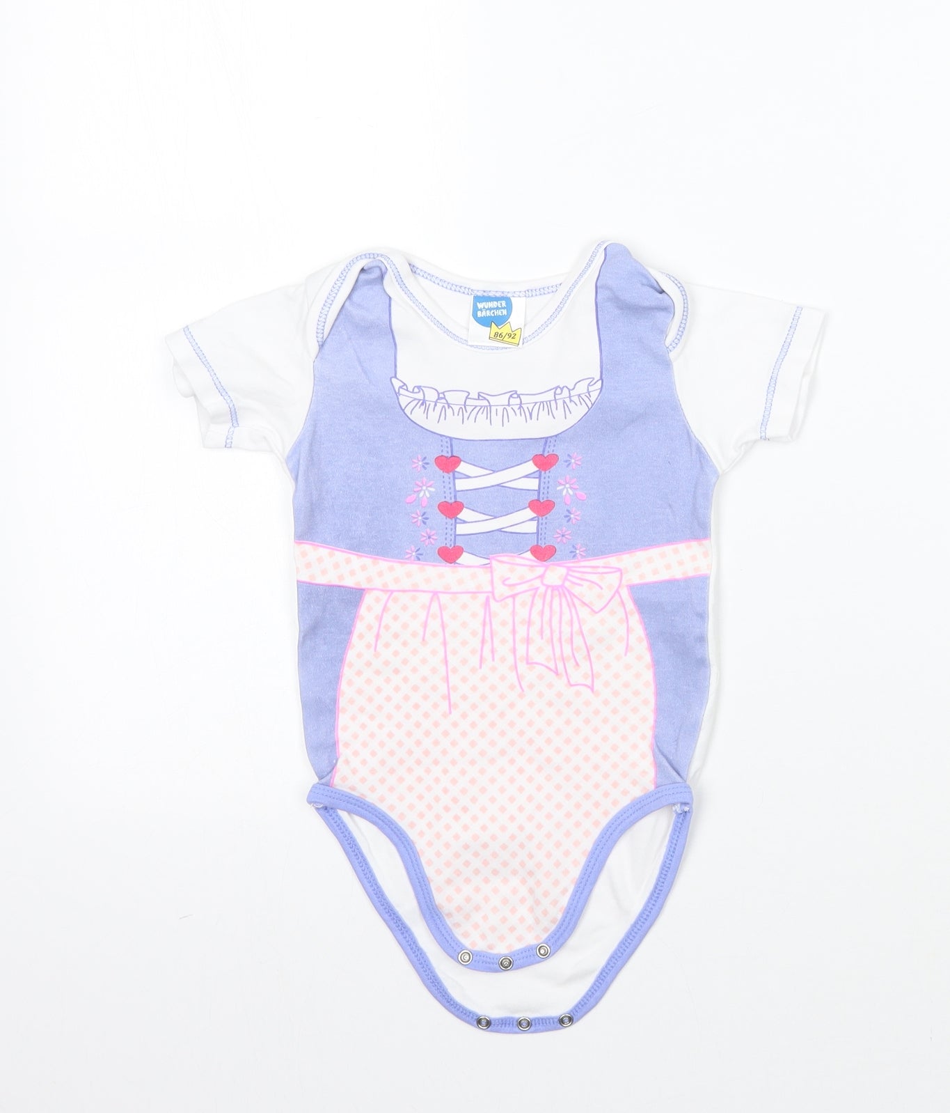 Wunder barchen Girls Blue Geometric  Babygrow One-Piece Size 18-24 Months