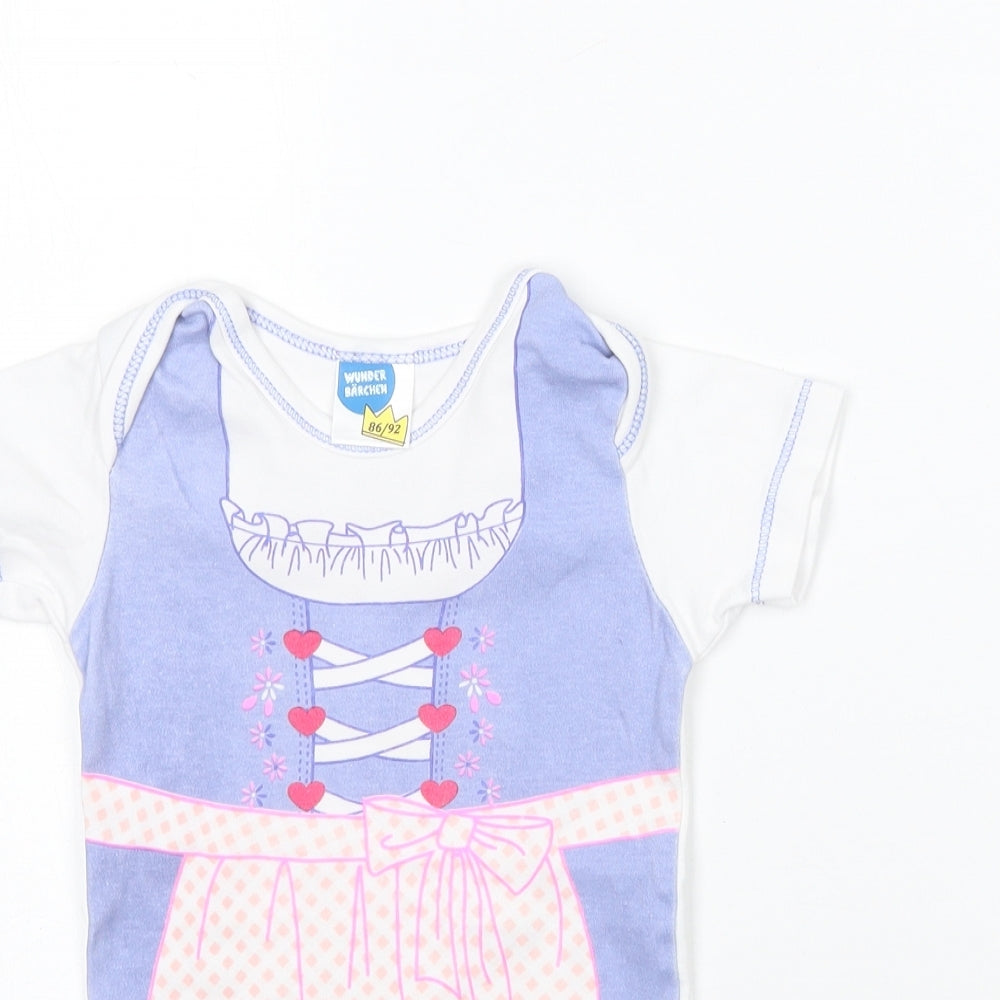Wunder barchen Girls Blue Geometric  Babygrow One-Piece Size 18-24 Months