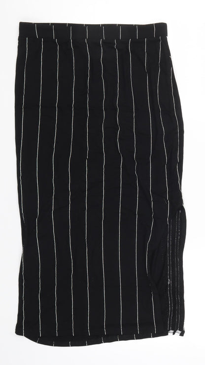 PRETTYLITTLETHING Womens Black Striped  Straight & Pencil Skirt Size 28 in