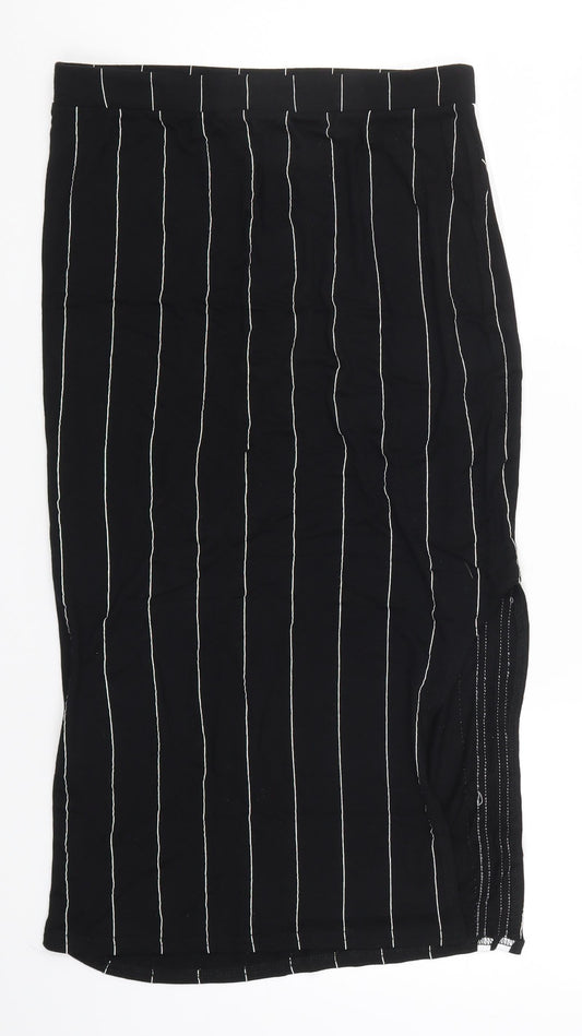 PRETTYLITTLETHING Womens Black Striped  Straight & Pencil Skirt Size 28 in