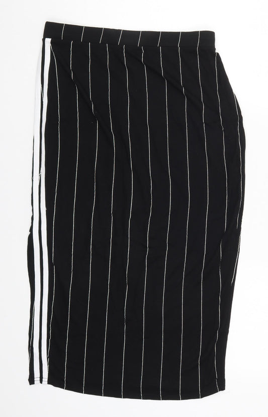 PRETTYLITTLETHING Womens Black Striped  Straight & Pencil Skirt Size 28 in