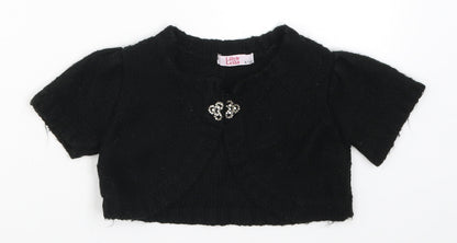 Lily & Leila Girls Black  Knit Cardigan Jumper Size 6-7 Years