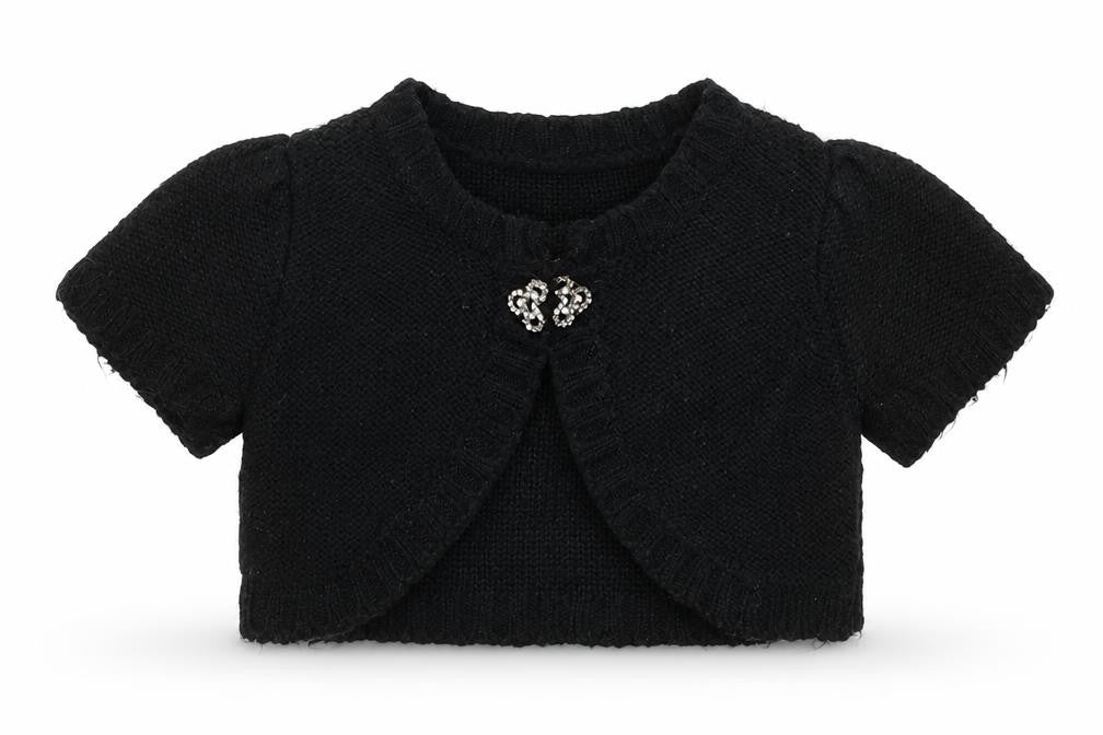 Lily & Leila Girls Black  Knit Cardigan Jumper Size 6-7 Years