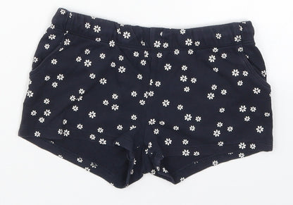 H&M Girls Blue Floral  Sweat Shorts Size 6 Years