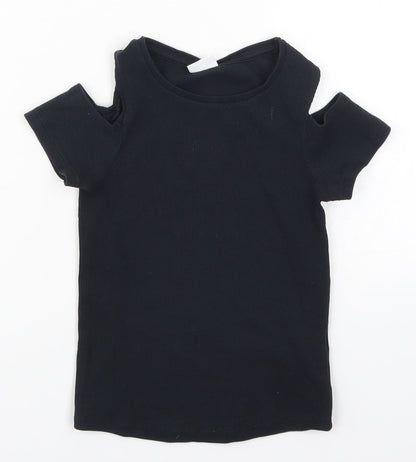 F&F Girls Black   Basic T-Shirt Size 7-8 Years