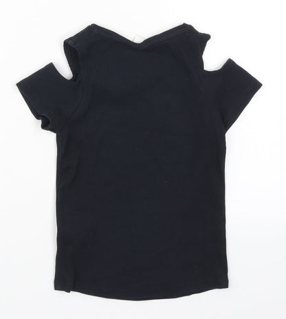 F&F Girls Black   Basic T-Shirt Size 7-8 Years