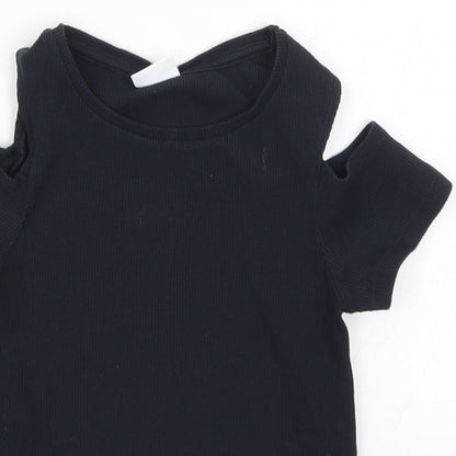 F&F Girls Black   Basic T-Shirt Size 7-8 Years
