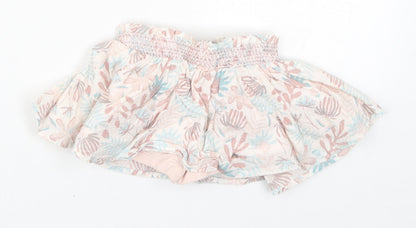 Preworn Girls Pink Floral  Skater Skirt Size 9-12 Months