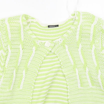 Womens UK Size 14 Roman Green Cardigan Jumper