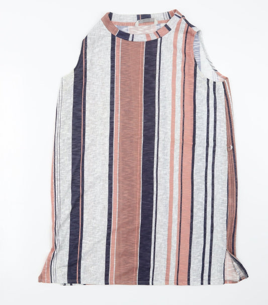 George Womens Grey Striped  Basic Tank Size 16