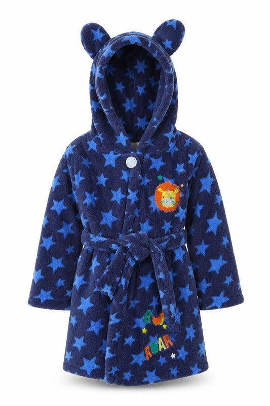 Peacocks Boys Blue Geometric  Babydoll Robe Size 18-24 Months