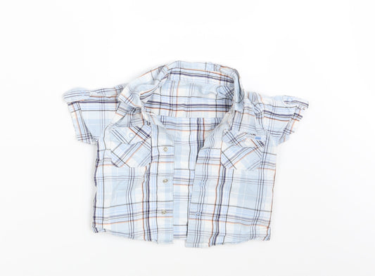 George Boys Blue Check  Basic Button-Up Size 9-12 Months