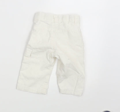 Mila Blue Baby White   Cropped Trousers Size 3-6 Months  - Waist 16in; Inside  leg 7in