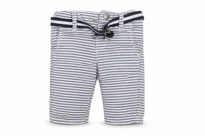Front view of Denim Co. Baby White Striped sweatpants, size 6-9, Months - Waist 18in; Inside leg 4in