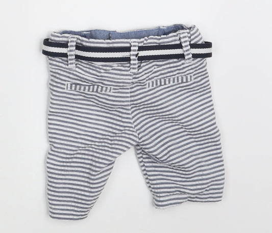 Denim Co.  Baby White Striped  Sweatpants Trousers Size 6-9 Months  - Waist 18in; Inside  leg 4in
