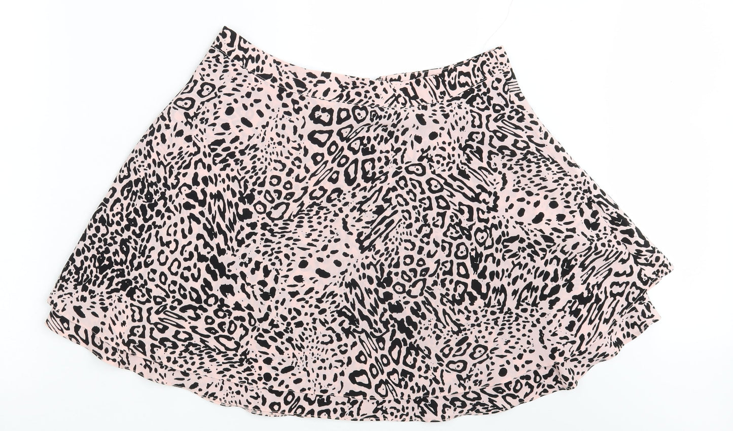 ASOS Womens Pink Animal Print  A-Line Skirt Size 16