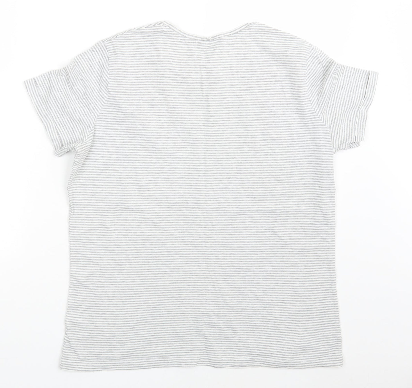 F&F Womens Grey Striped  Basic T-Shirt One Size
